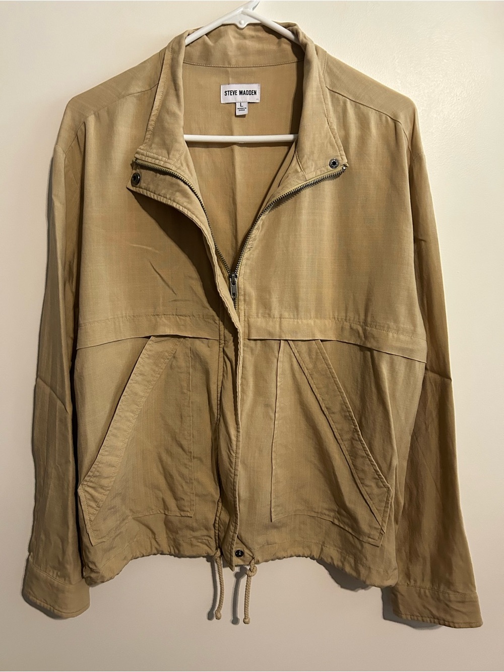 Steve Madden Light Tan Utility Jacket with Drawcord